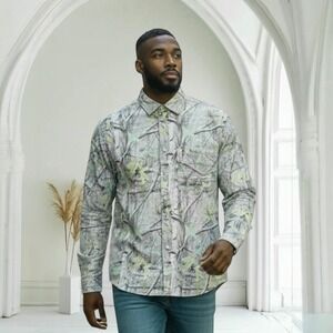 SAINTS STUDIO Men Textured Natural Lightweight Shacket Size M Snap Button NWT